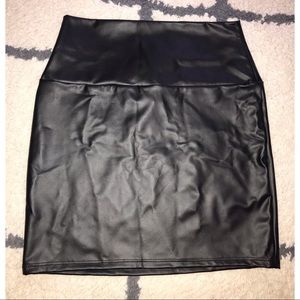 Black leather mini skirt